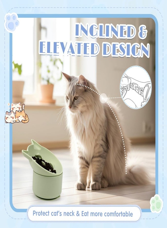 Funnymoom عبوة من قطعتين من أوعية الطعام البطيء المصنوعة من السيليكون من Funnymoom، وعاء طعام مرتفع للقطط مناسب للطعام الجاف والرطب، تصميم مائل بقاعدة مانعة للانزلاق، زاوية قابلة للتعديل للحيوانات الأليفة (أخضر وأزرق) - Image 3